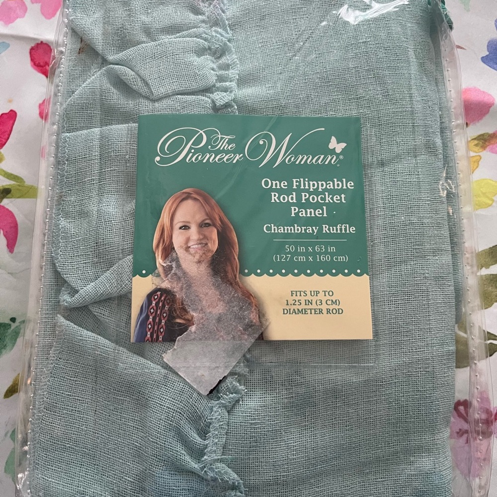 The Pioneer Woman Chambray Ruffle Panel in Light Teal